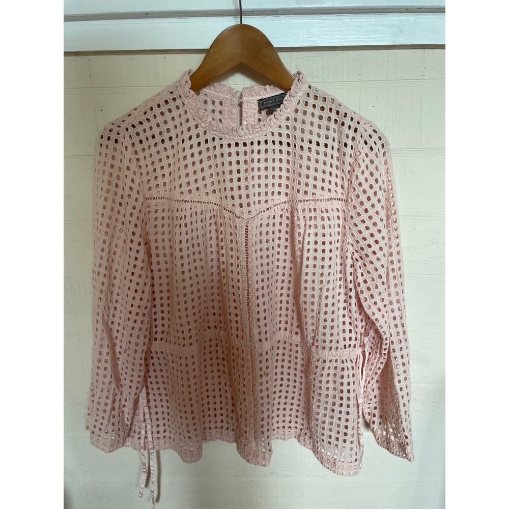 POINT SUR Eyelet Top FEMININE ROMANTIC COTTAGE Powder Pink Size 12 Modal - Picture 3 of 5